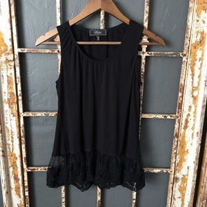 Status by Chenault Black Lace Trim Tank Top Size S